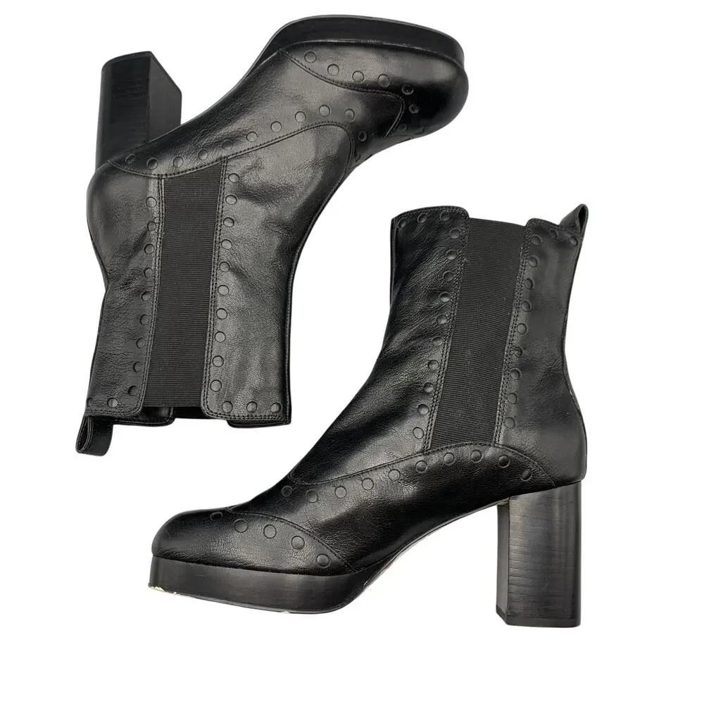 Orla Kiely Clarks Dixie Platform Boots US 9M Black Leather Dark Academia Witchy - Picture 2 of 12